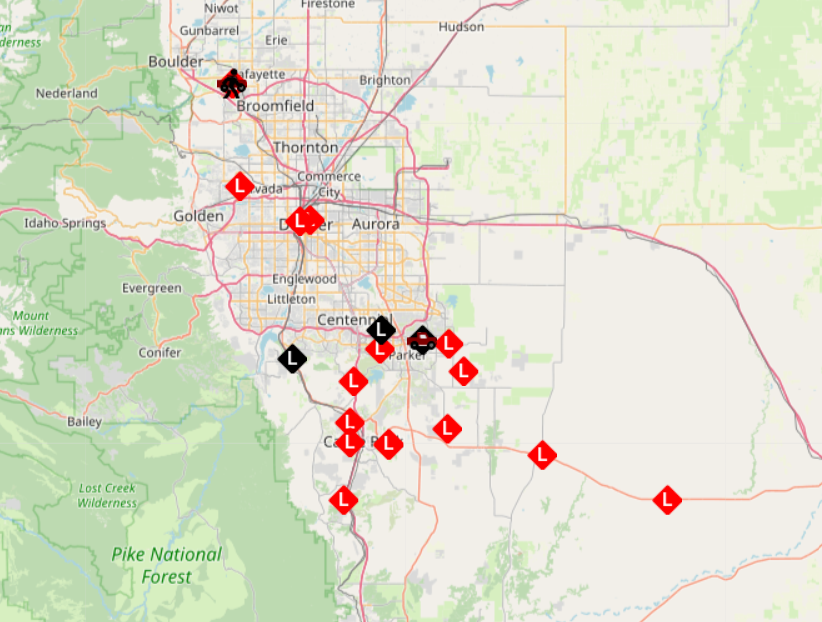 Map display of LoRa APRS stations on 03/16/25 as seen on https://lora.ham-radio-op.net/